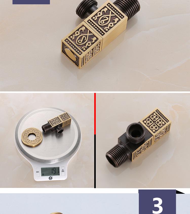 Antikes Messing Geschnitzt Retro Verdickt Schwarz Explosionsgeschützt Heiß/Kalt Eckventil