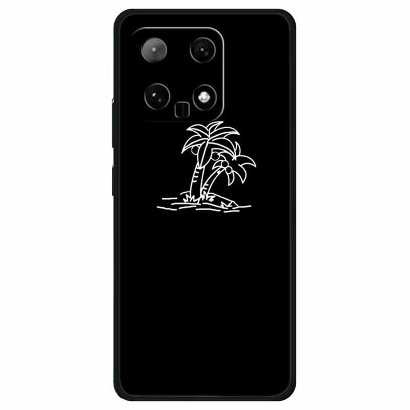 

For Xiaomi 14 TPU Case Linear Pattern Printing Soft Phone Cover Coconut Tree