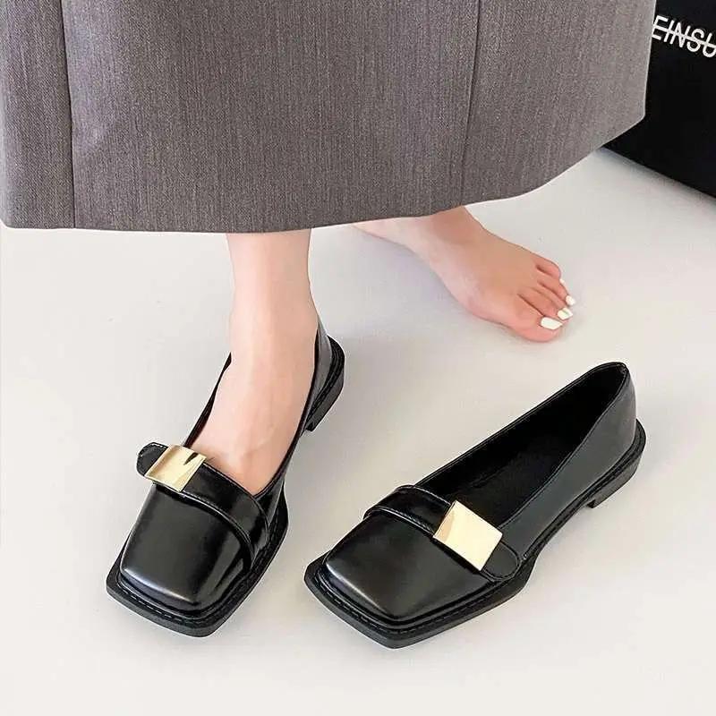 Fashion Square Toe Ladies Footwear Moccasins With Heel Shallow Beige Luxury Brand Lastest Low Price Popular Spring 39 Women's Flat Shoes