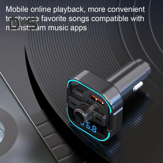 Dual-Port Car Charger with Bluetooth-compatible 54W Fast Charging Transmitter CVC Noise Cancellation Voltage Display Voice Assistant Car Adapter