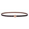 Genuine Leather Narrow Belt For Dresses With Silver Alloy Clasp For Office Outfits