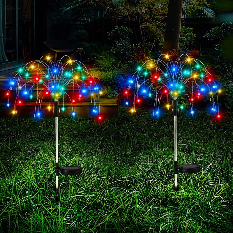 Solar Fireworks Light Outdoor Waterproof Light 2-piece Set Garden Courtyard Road Lawn Decoration Copper Wire