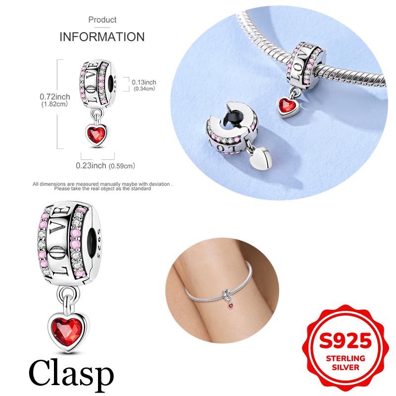 

925 Silver Silicone Spacer Stopper Clip Charms Chamilia Beads Fit Necklace Bracelet DIY Gift Women