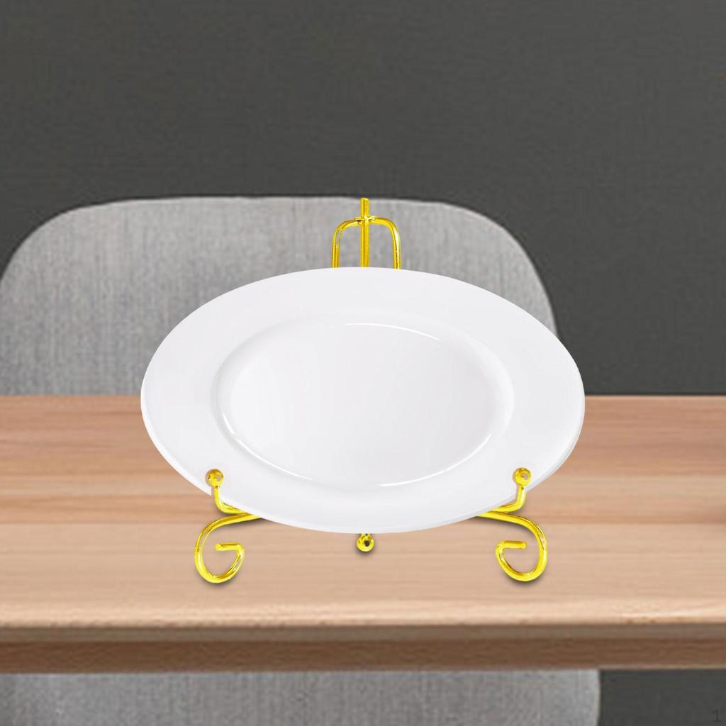 Adjustable Iron Display Stand for Showcasing Plates and Artwork