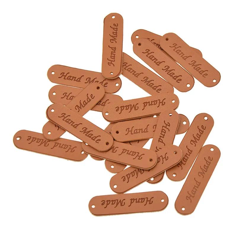 20Pcs Handmade Leather Labels For Clothes Garment PU Tags Labels Sewing Accessories