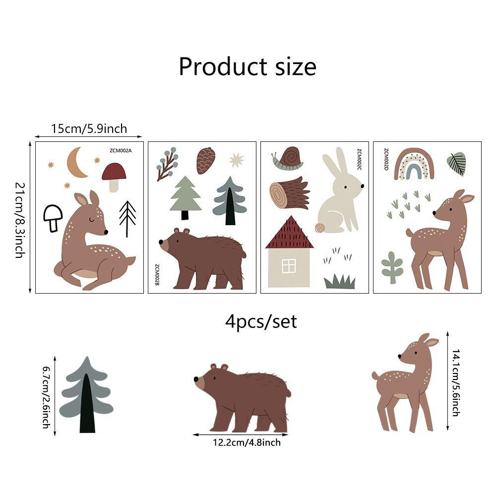 

4pcs/1set Cute Watercolor Wall Sticker Forest Animals Wallpaper Wall Decor Door Stickers Kids Room B