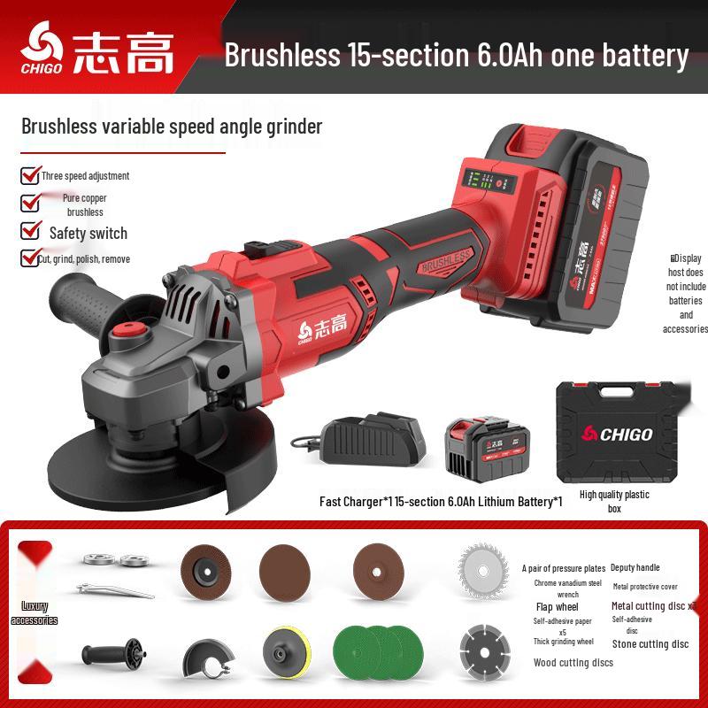 Chigo Cordless Brushless Angle Grinder CN Plug (adapter Included)