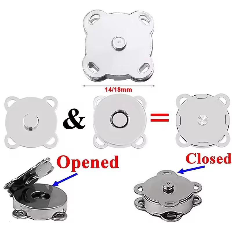 10Sets Magnetic Snap Button Metal Invisible Sew On Button Lock Clasps Fasteners for Purse Bags Clothes Craft DIY Accessories