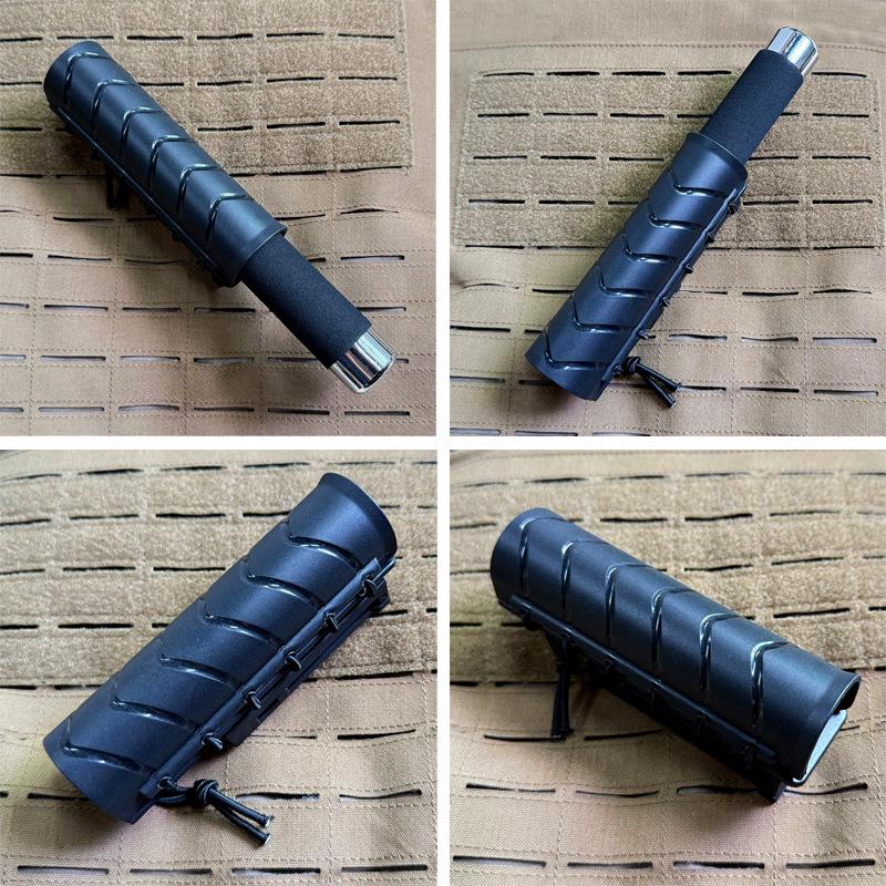 MOLLE-Compatible 360° Rotating Quick Draw Sheath for Baton, Tactical Flashlight, and Spray – Rubber Band Style