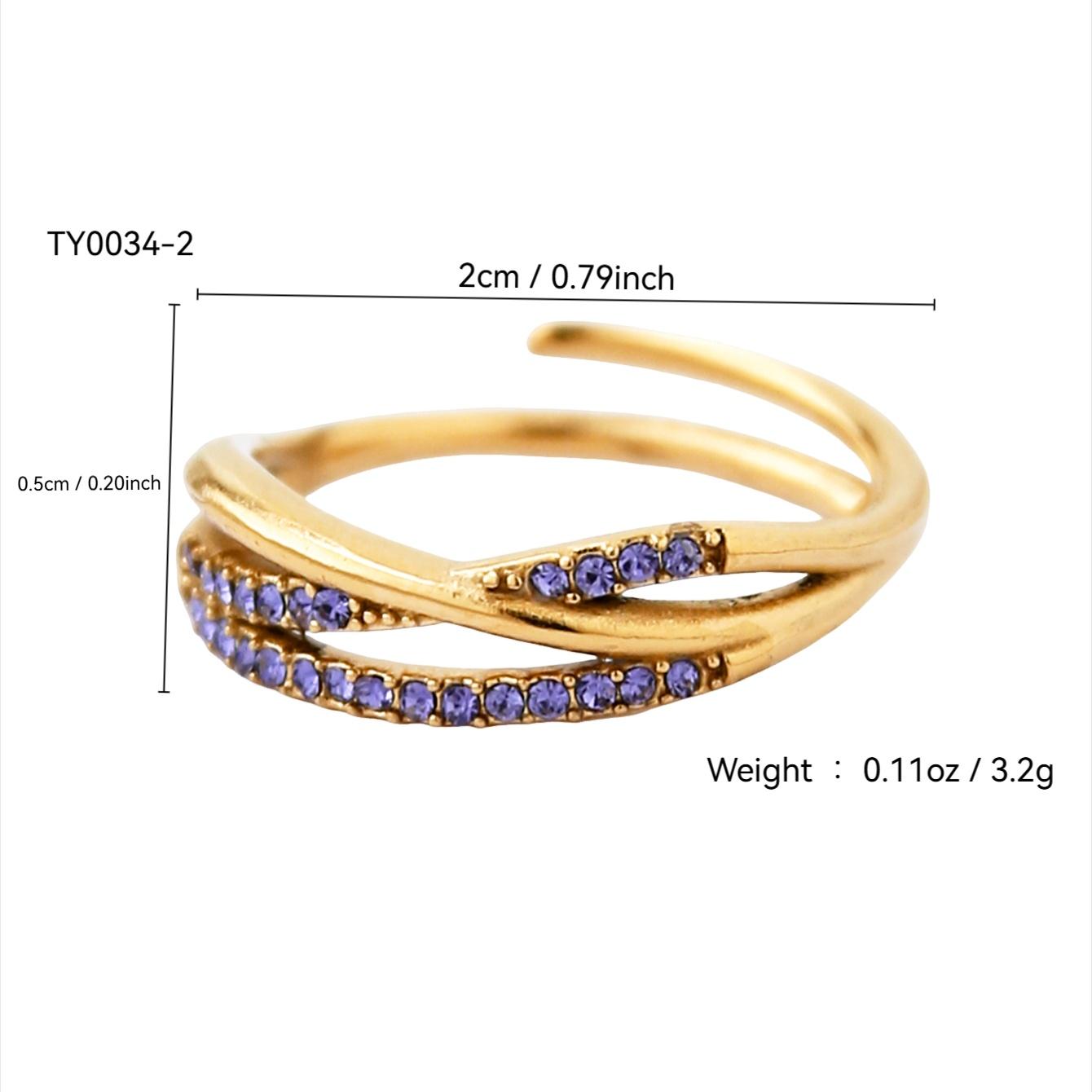 

Новая Мода Простая Личность Легкая Роскошь Изысканное Кольцо из Нержавеющей Стали с Покрытием из 18-каратного Золота с Бриллиантовыми Линиями Крест Женский Циркон Gold-color