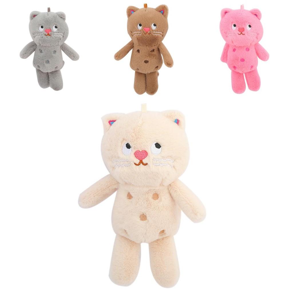 Fluffy Polka Dot Cat Plush Toy Keychain Available In Pink Grey Brown And Hues Cream
