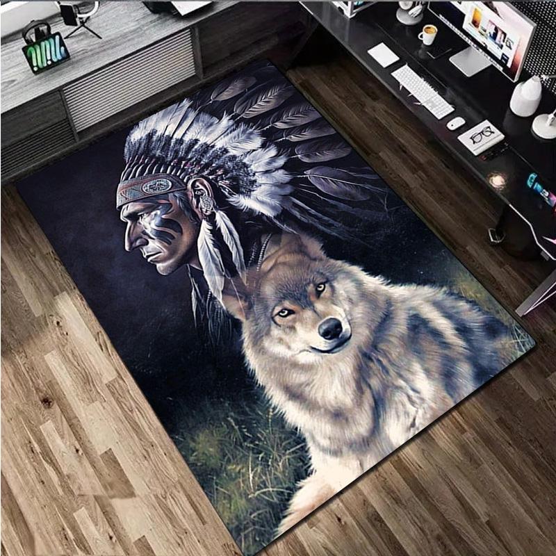 Native American Print Rug - Home Decoration Carpet For Living Room Bedroom Flooring Computer Chair Area Rug