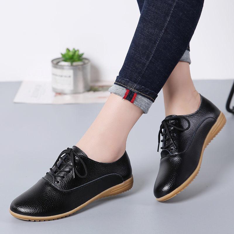 Women's Shoes for Autumn Large Size Students' Shoes for Women Korean Style Students' Genuine Leather White Shoes for Women Flat Casual Shoes
