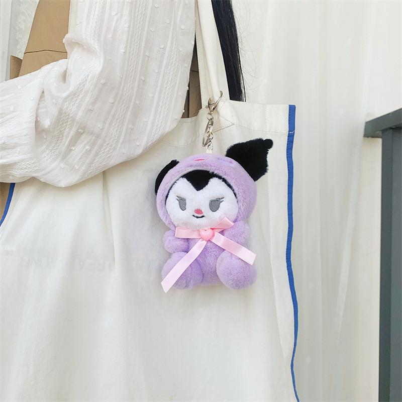 

Очаровательный плюшевый брелок-рюкзак с монстром и бантом в японском стиле для детей и студентов чёрный