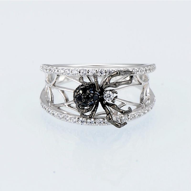 Trendy Creative Three-Dimensional Black Spider Web Ring, Fashion Trend Accessories