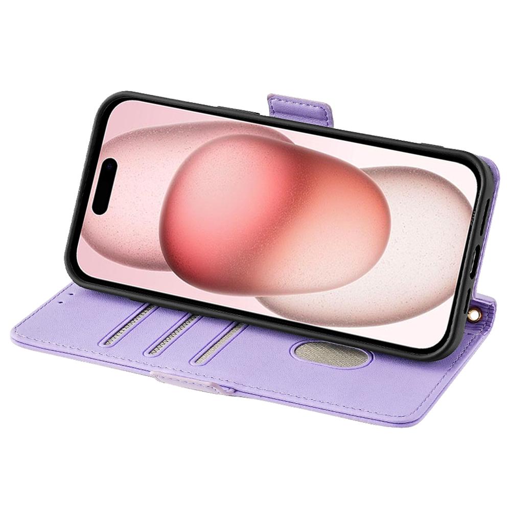 Für iPhone 15 Hülle RFID-Blockierend Flip PU Leder Geldbörse Umhänge-Handyhülle