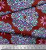Soimoi Red Japan Crepe Satin Fabric Blue Mandala Printed Fabric 1 metre 42 Inch