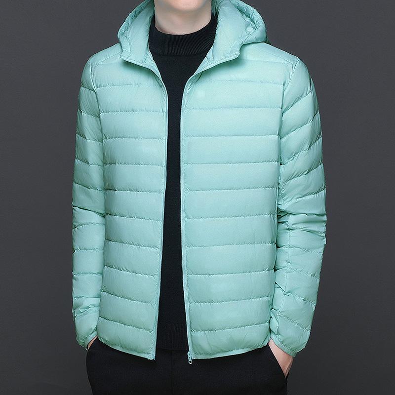 Down Jacket Men's Autumn and Winter Couples Fashionable Casual Comfortable Lightweight Non Running Down Hooded Lightweight Men's Warm Top