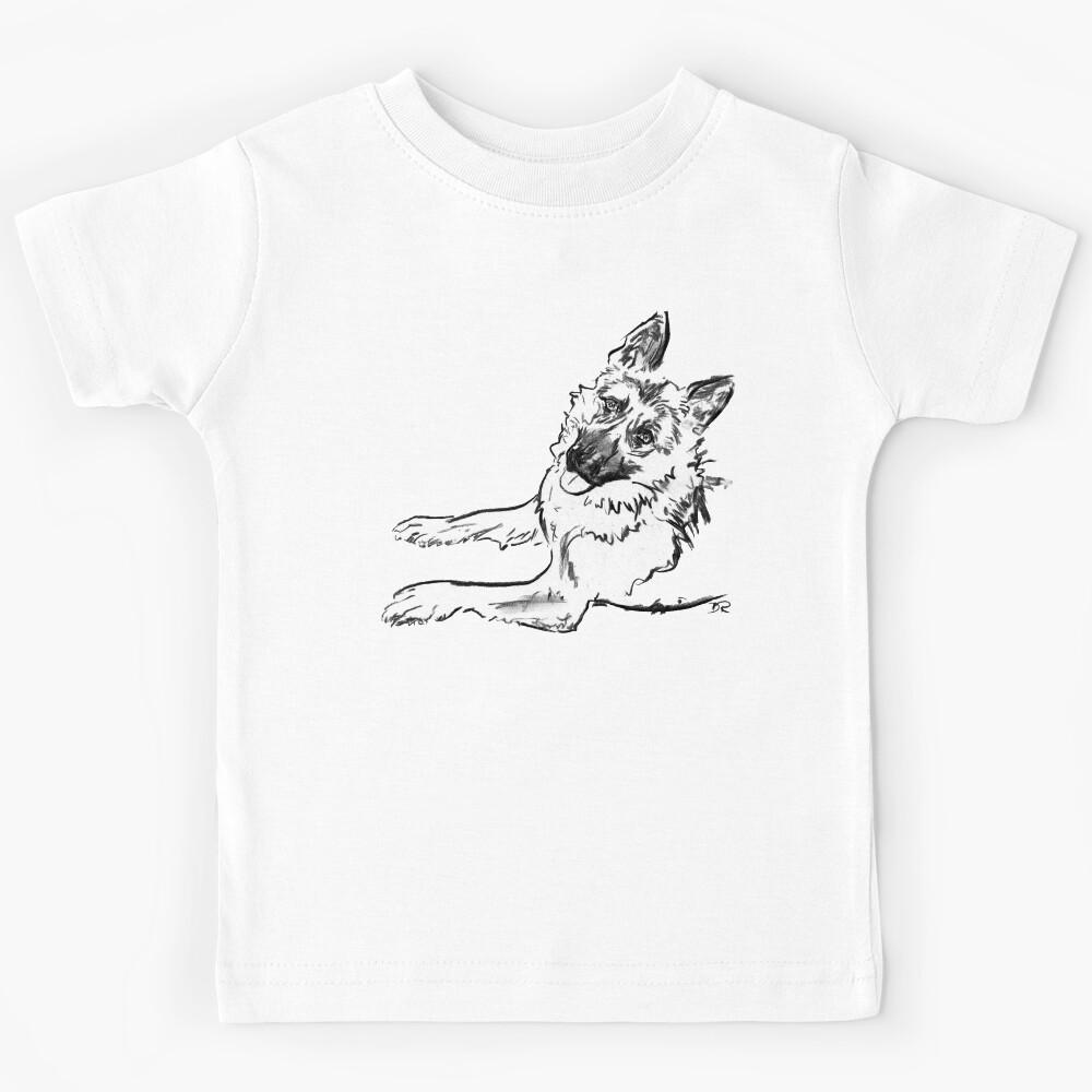 German Shepherd Drawing Kids T-Shirt 130