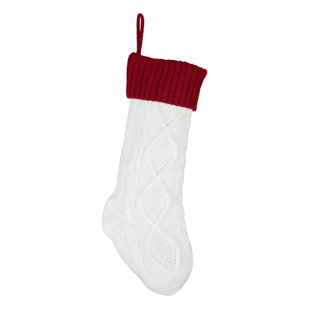 Xmas Hanging Stockings 18 Inches Knitted Stocking Large Size Knitted Xmas Stocking for Holiday Christmas Party Family Decor