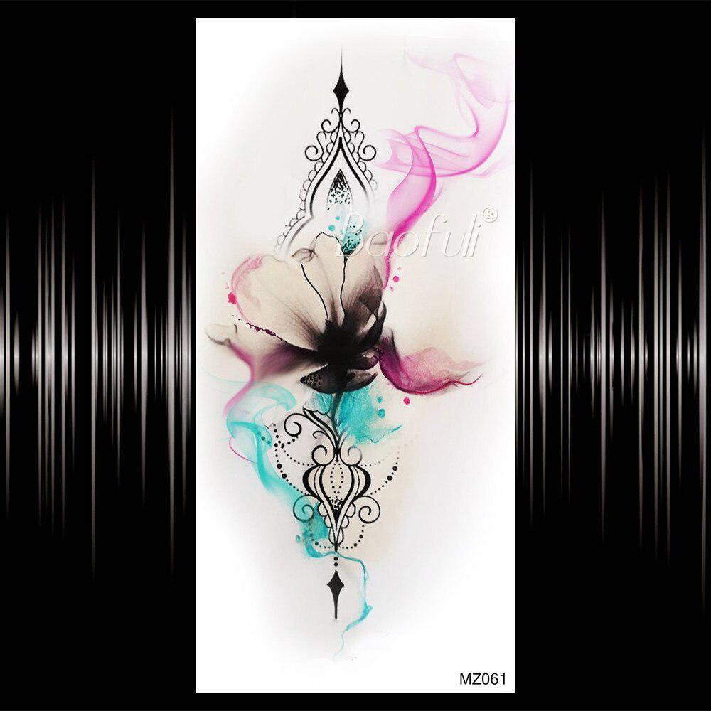 Sexy Rose Lotus-kjede Midlertidige tatoveringer for kvinner Falske smykker  Brysthengende tatoveringsklistremerke Akvarell Kroppskunst Arm Leg ..., image size:1000x1000