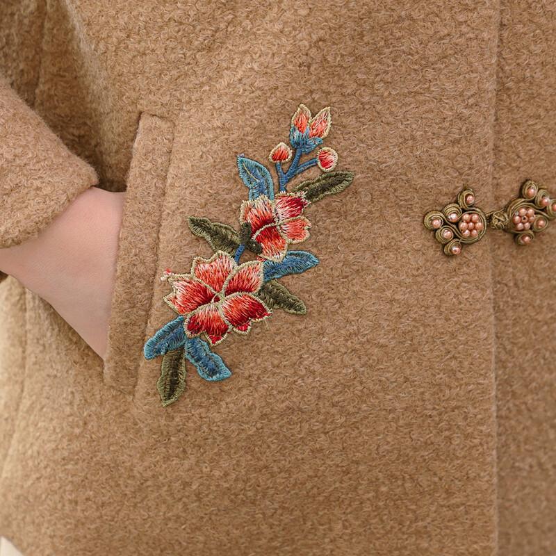 Paster 2025 Autumn/Winter Embroidered New Chinese Style Mother's Faux Wool Jacket