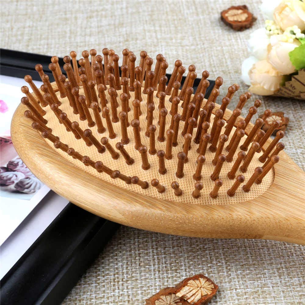 [Amazon Exclusive Brand] ORIENEX Bamboo Hairbrush with Wooden Comb for Beautiful Hair Care, Scalp & Shoulders (Medium)