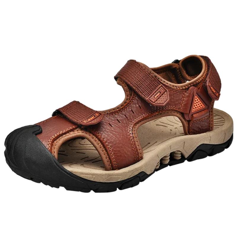 Summer Men Sandals Genuine Leather Mens Casual Shoes Outdoor Men Leather Sandals for Men Beach Shoes Roman Mens Shoes