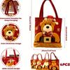 4er Set Weihnachts-Stofftier-Geschenktaschen mit robusten Polyester-Haltern - Nikolaus, Schneemann, Rentier & Bär Design Schneeflockenmuster