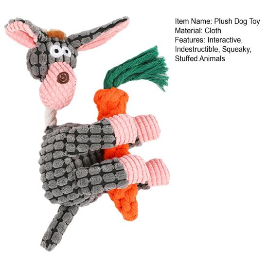Interactive Squeaky Dog Toy Tough Stuffed Plush Animal Chew Toy for Aggressive Chewers Indestructible Teething Toy for Small Medium Large Dogs