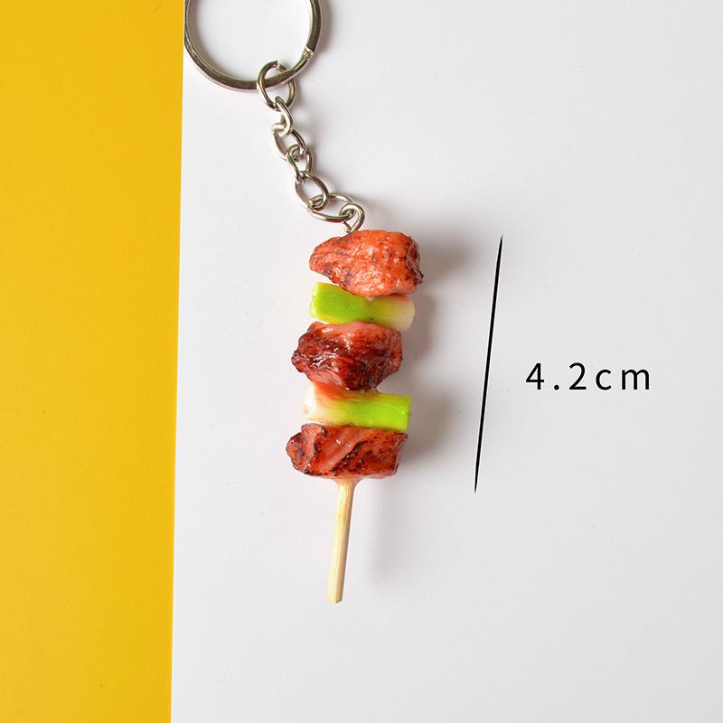 Spiedino di Calamari Pvc Porta Chiave Auto Chiave di Casa Cibo Finto Portachiavi Spiedino Simulatione Portachiavi Barbecue Moda Coreana Gioielli Ciondolo per Borsa