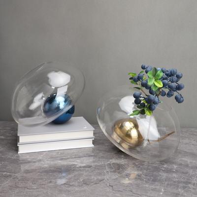 Glas Hydroponik Vase Unregelmäßige Glasornamente Goldene Kugel Terrarium Blumenarrangement Vase Raumdekoration Zubehör