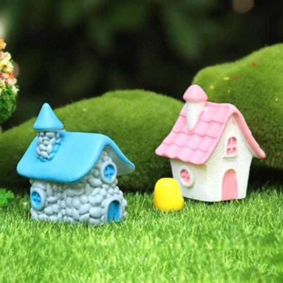 Miniature House Fairy Garden Accessory Tiny Village House Bonsai Terrarium Crafts Mini Resin Figurine for Plant Pot Micro Landscape