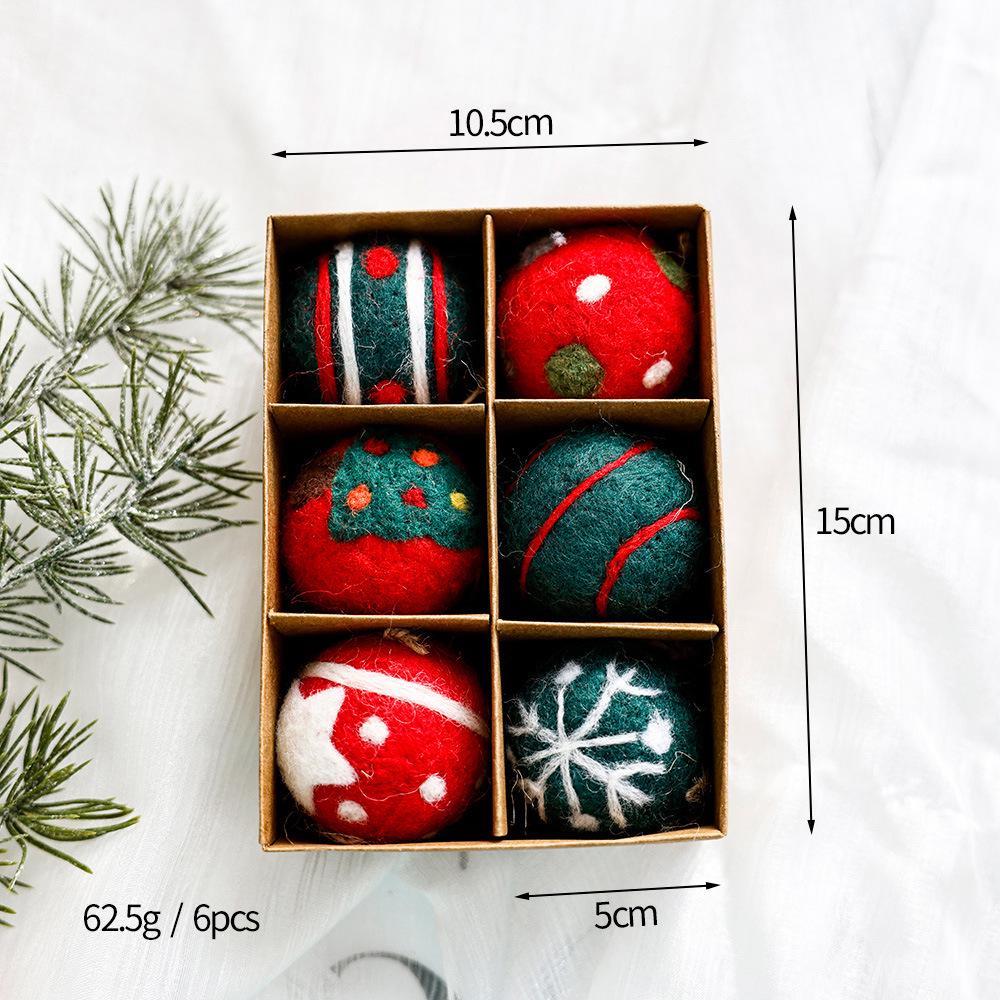 Christmas Ornament Set: Flocked & Painted Hanging Balls In Gift Box for Tree Decoration