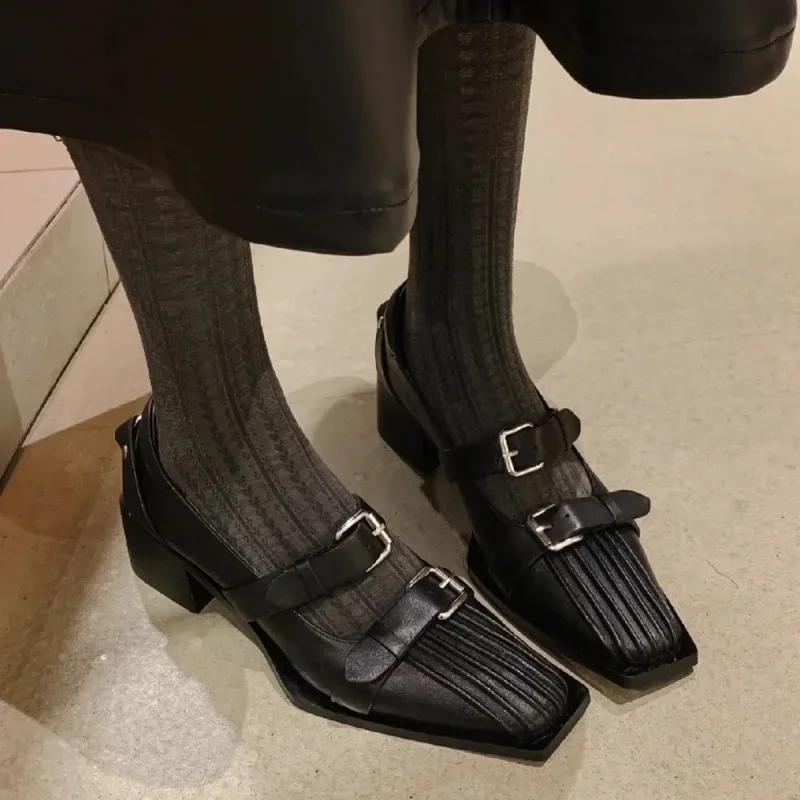Fashion Retro Style Square Head Thick Heel Single Shoes Women's Versatile British Design High Heel Mary Jane Shoes Autumn Hot Sale Of Th