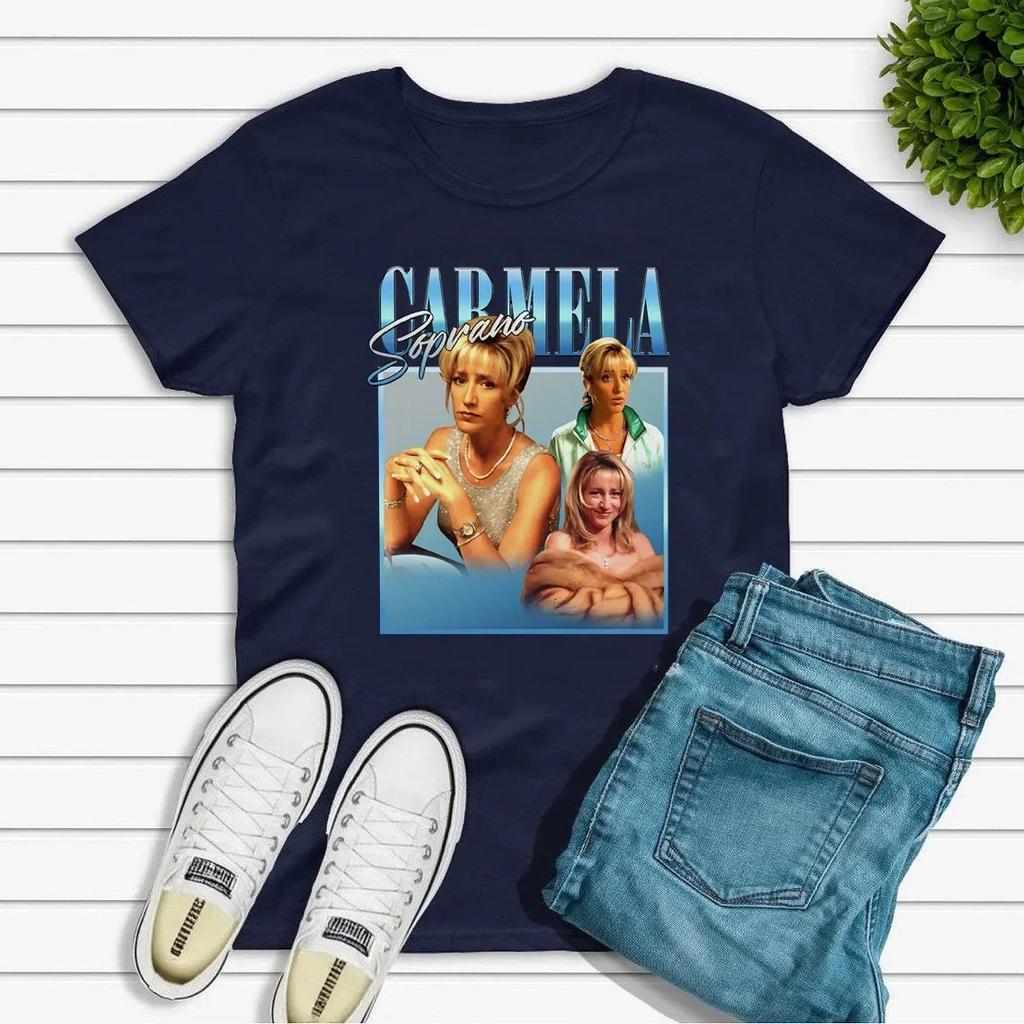 Carmela Soprano Homage TShirt Tv Show Inspired Tshirt Womens Short Sleeve Graphic T Shirts Aesthetic Clothes Women Clothing