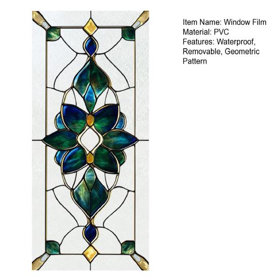 Geometrische Fenster Sichtschutzfolie Retro Buntglasmuster Statisch Haftend Mattiert Abnehmbar Wasserdicht Sichtschutzfolie für Schlafzimmer Badezimmer Küche