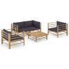 VidaXL Garden Furniture Set 5 Pcs with Dark Grey Cushions Bamboo