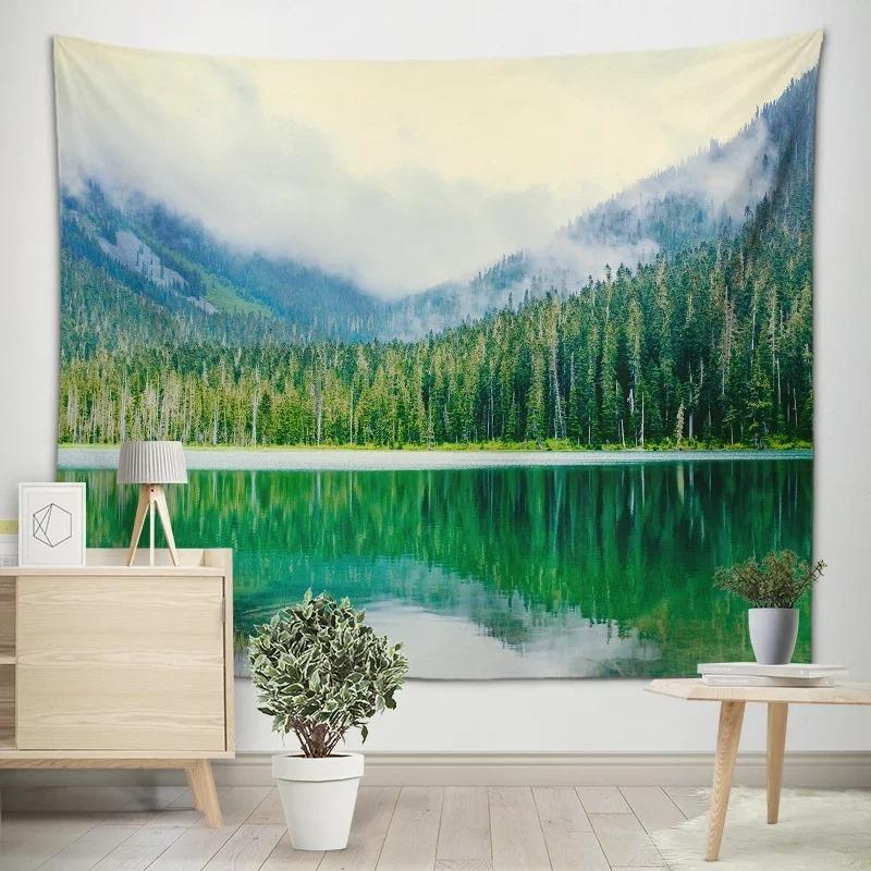 Natural Mountain Lake View Wall Decoration Tapestry Home Living Room Tapestry