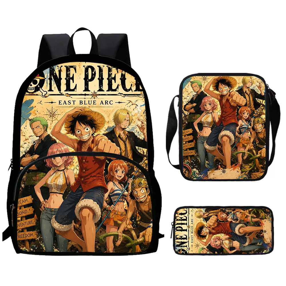 One Piece 3 In 1 Lightweight Adjustable Front Pocket School Backpack Set With Crossbody Bag Pencil Case For Boys Girls Ages 6-10