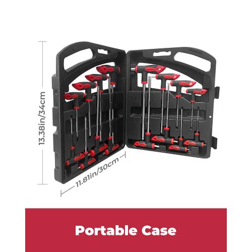 ROTATION 16-Piece T-Handle Hex Wrench Set for Car and Motorcycle Repairs, Includes Storage Tray