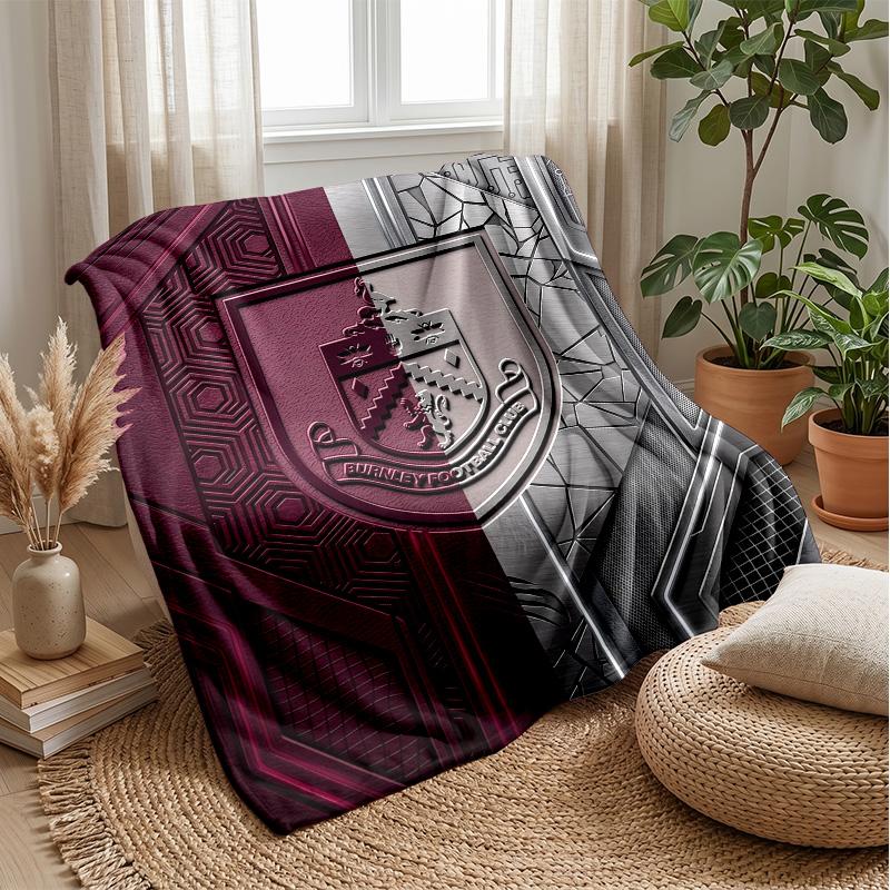 Coperta in Flanella con Stampa Calcio Burnley, Coperta Morbida Calda Leggera per Divano Letto Campeggio