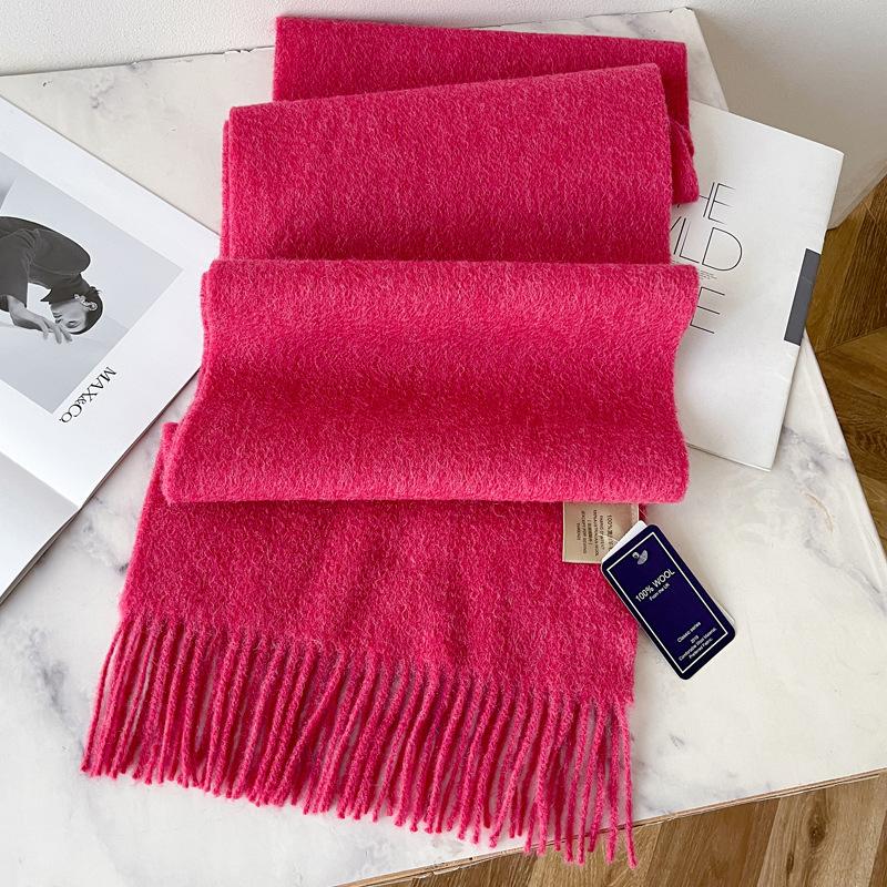 White Pure Scarf Women's Winter Korean Versatile High-end Sense Thickened Couple Scarf Dual-purpose High-end Gift