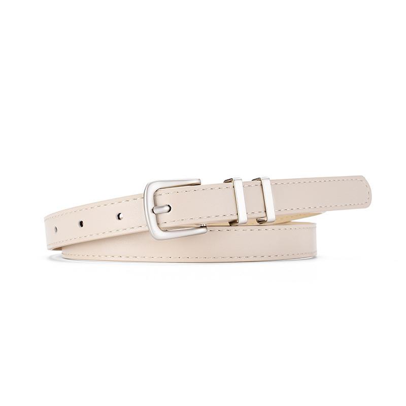 Trendy Women's Y2k Denim Style Pu Leather Belt With Chic Simple Silver Buckle