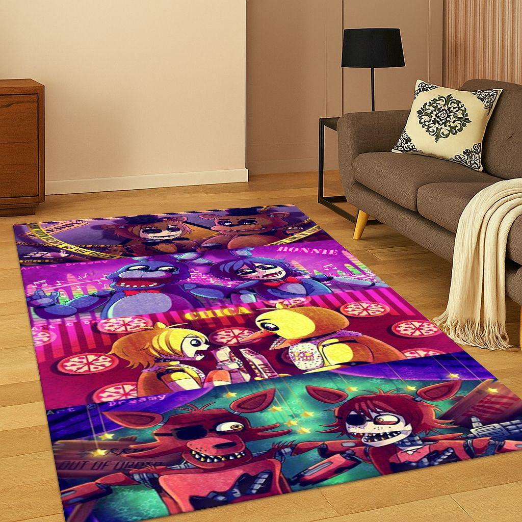 3D Spiel F-FNAF Freddy Cartoon Teppich für Zuhause Schlafzimmer Wohnzimmer Sofa Fußmatte Dekoration, Kinder Spielteppich Rutschfeste Matte Geschenk