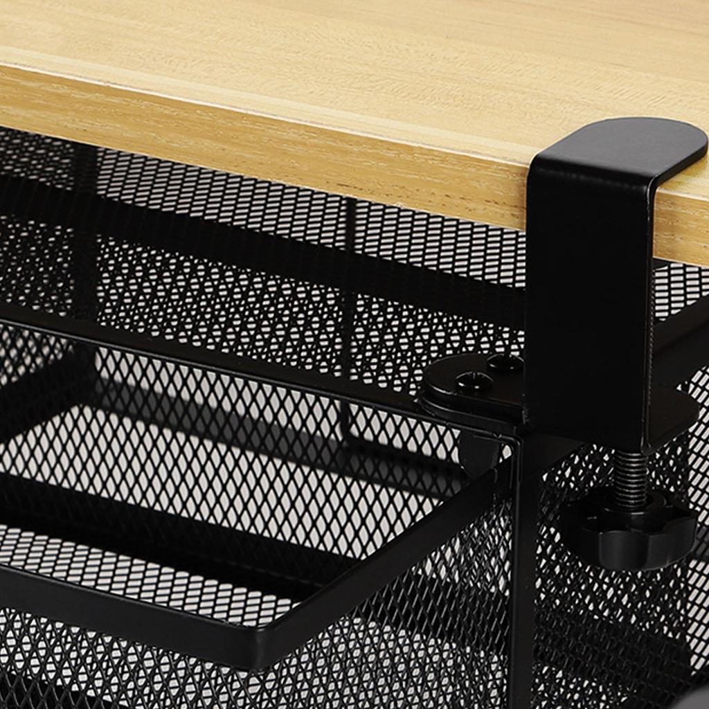 Space Saving Under Desk Drawer Organizer Slide Out Shelf High Strength Carbon Steel Quick Installation For Workspaces