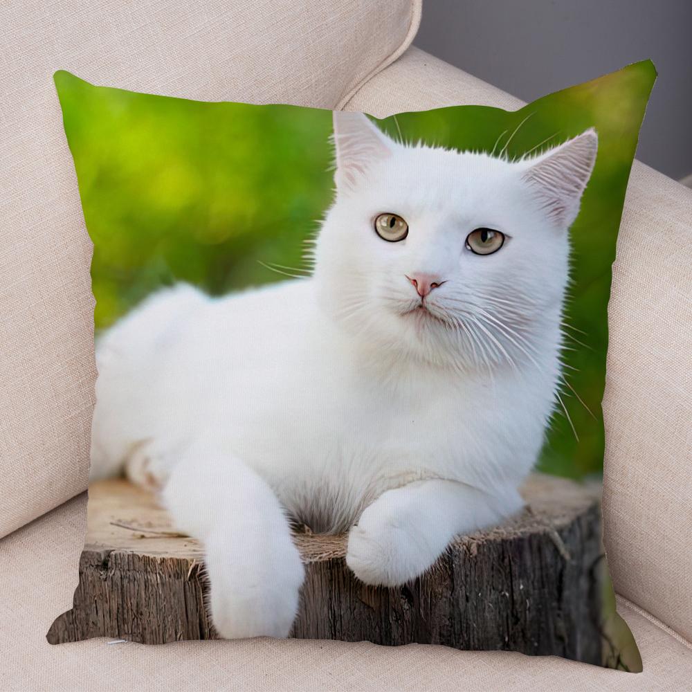 Cute Cat Dog Photo Cushion Cover Realistic Animal Portrait Print Soft Blend Sofa Living Room Bedroom Home Decor Throw PillowCase