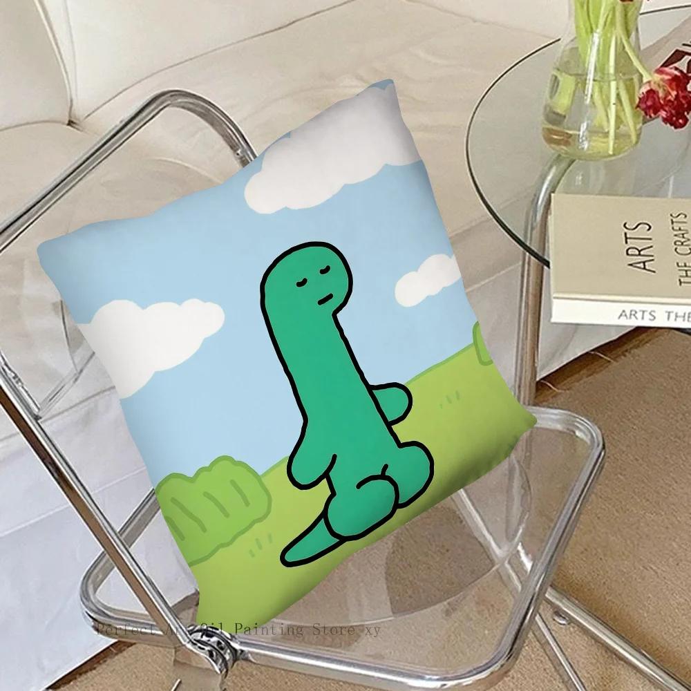 Niedlich Und Minimalistisch Dinosaurier Kissenbezug Quadratisches Kissen Schlafzimmer Sofa Freizeit Komfort Kissen Auto Wohnzimmer Heimdekoration 40X40