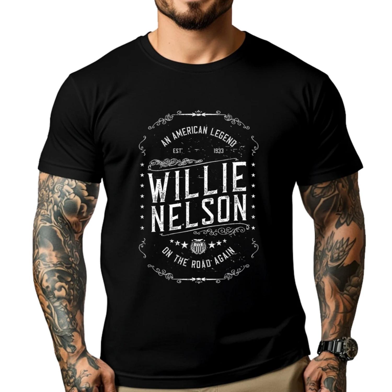 

Official Willie Nelson American Legend Cotton Graphic Tees Men s Clothing Luxury Designer Mans Short Sleeve XXXXXL