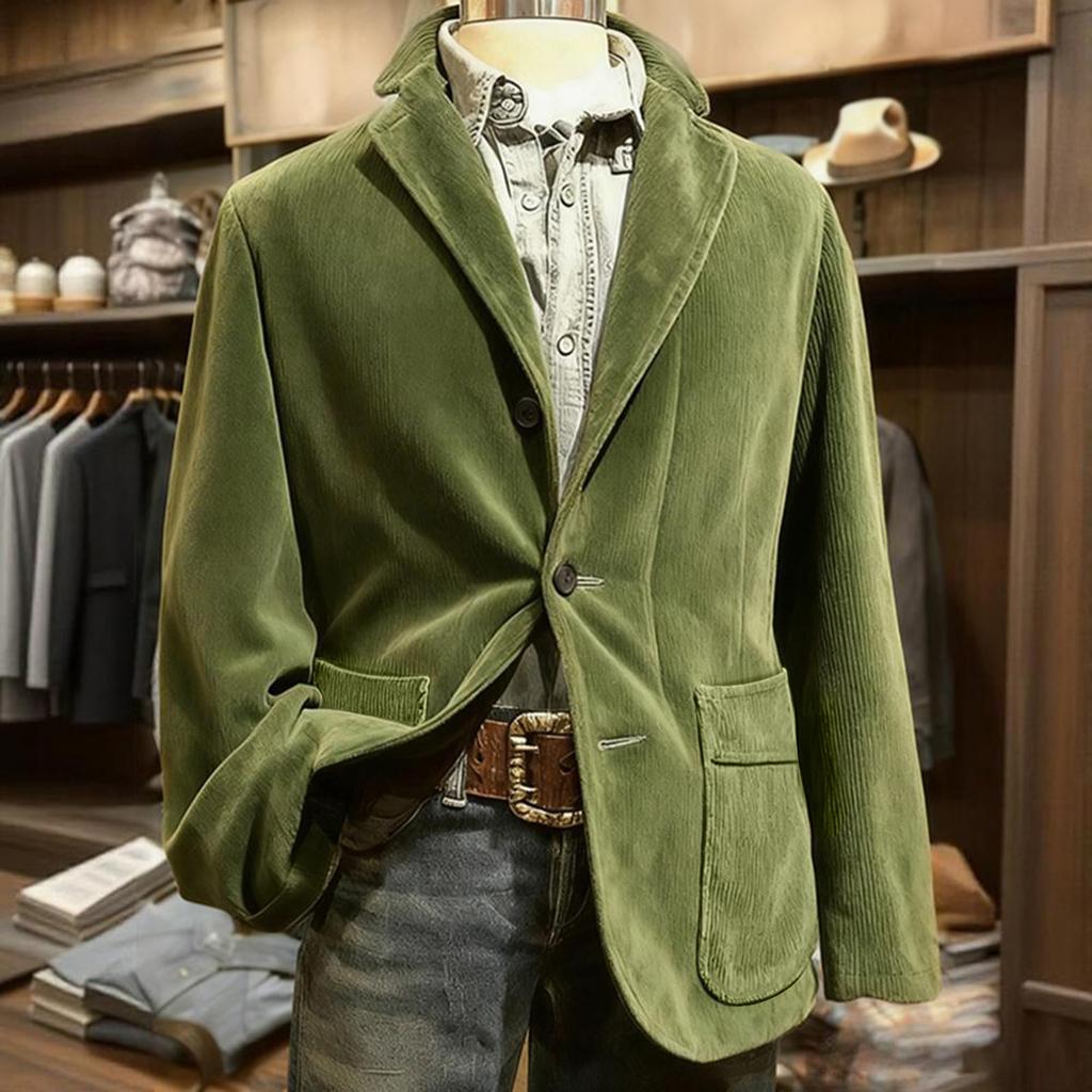 Men's Color Corduroy Warm Pocket Suit Jacket Cardigan Men's Casual Suit